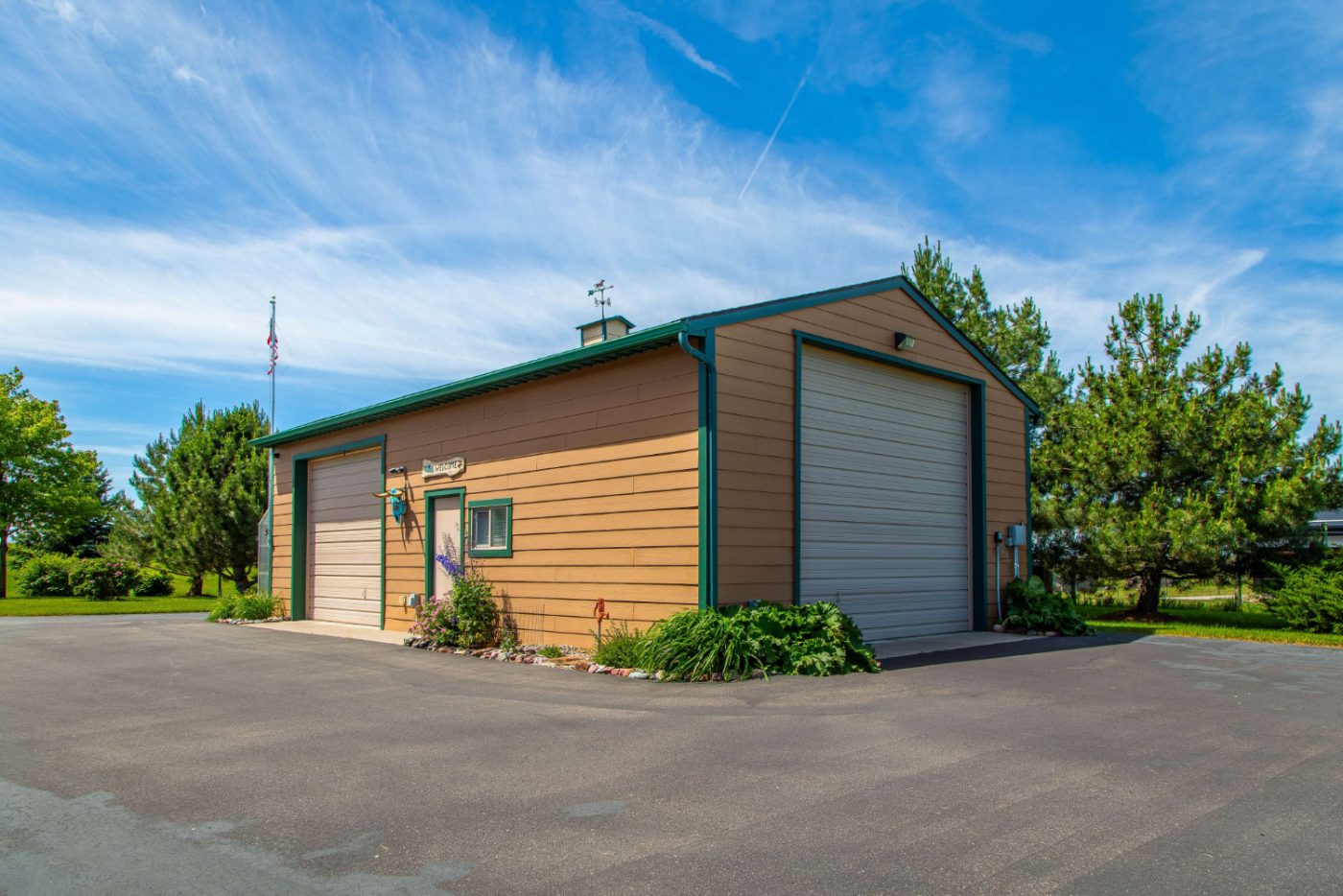 Detached shop with 12-foot RV door and RV hookups